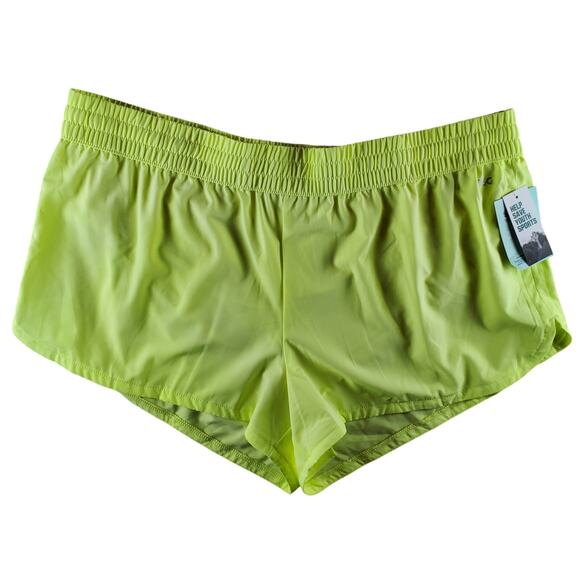 DSG Womens Size 2XL Mid Rise Running Shorts Lo Vis Yellow 3in Inseam Lined New - Picture 1 of 7